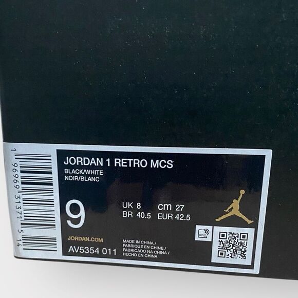 Nike Air Jordan 1 Retro MCS Black Baseball Cleats Mens size 9 AV5354-011 New - Picture 12 of 12